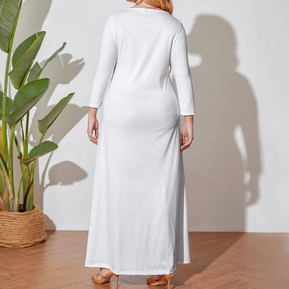 Loose Crew Neck Long Sleeve Dress