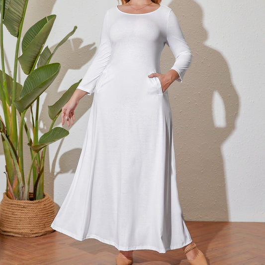 Loose Crew Neck Long Sleeve Dress