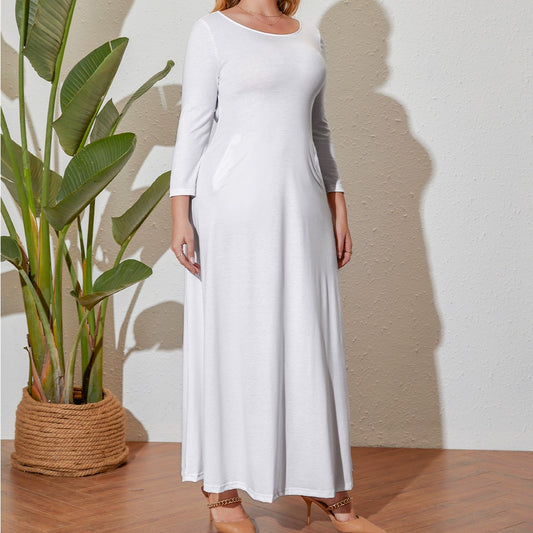 Loose Crew Neck Long Sleeve Dress